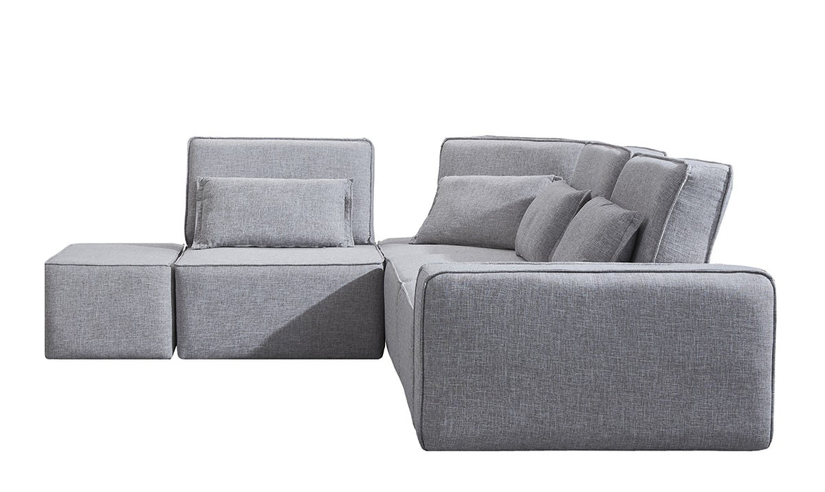 VIG Furniture - Divani Casa Chapel Modern Light Grey Fabric Sectional Sofa w- Ottoman - VGMB-1686-GRY - GreatFurnitureDeal
