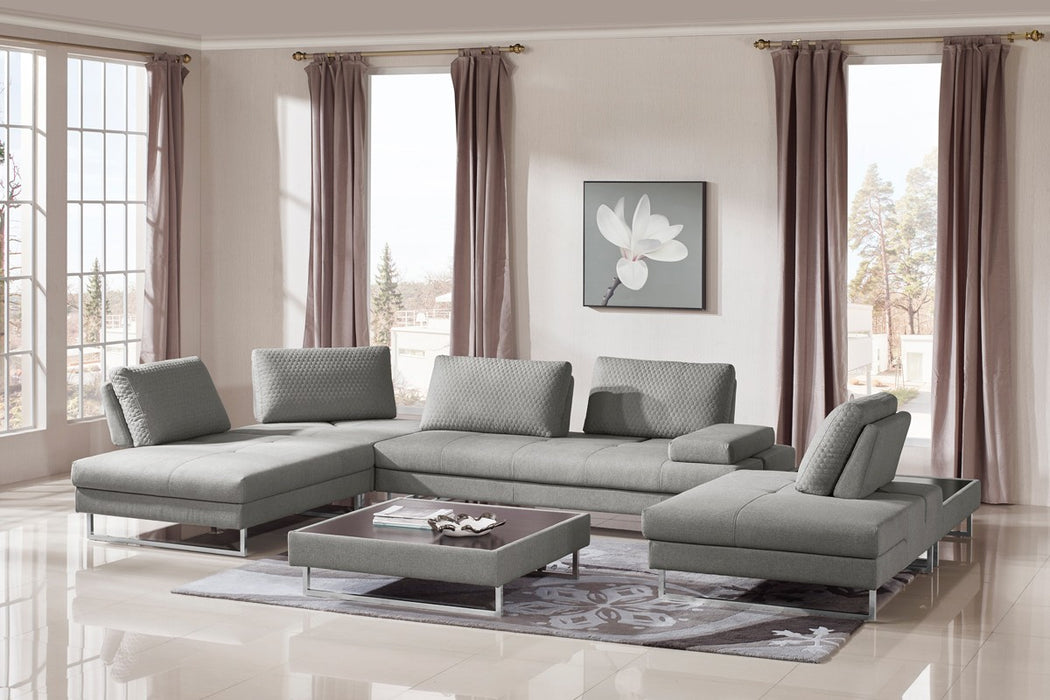 VIG Furniture - Divani Casa Baxter Modern Grey Fabric Sectional Sofa & Coffee Table Set - VGMB-1766-GRY - GreatFurnitureDeal