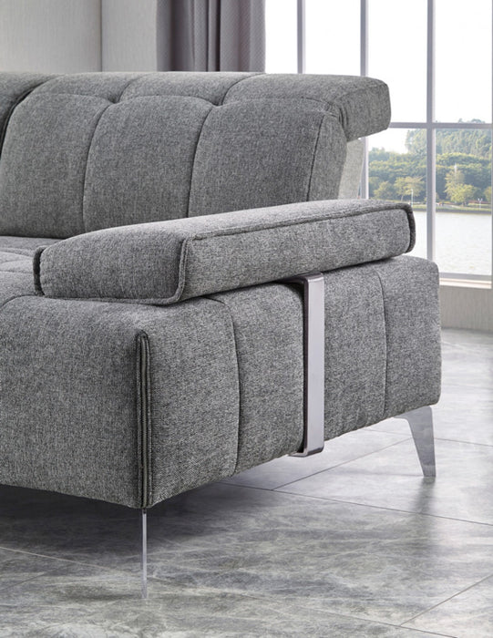 VIG Furniture - Divani Casa Nash Modern Tufted Fabric Sectional Sofa w- Adjustable Backrest in Grey - VGMB-1808-GRY - GreatFurnitureDeal