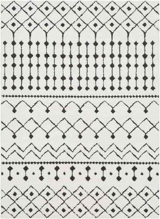 Surya Rugs - Moroccan Shag Charcoal, White Area Rug - MCS2309 - 5'3" x 7'3" - GreatFurnitureDeal