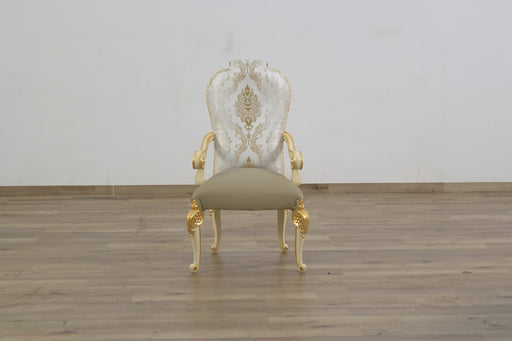 European Furniture - Bellagio Arm Chair Set of 2 in Beige & Gold Leaf - 40059-AC - GreatFurnitureDeal