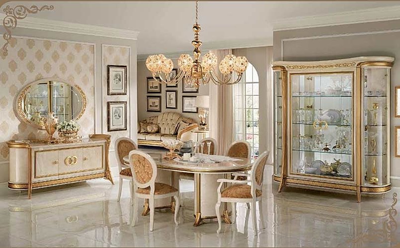 ESF Furniture - Arredoclassic Italy Melodia 6 Piece Oval Dining Table Set w-2ext - MELODIADT-6SET - GreatFurnitureDeal