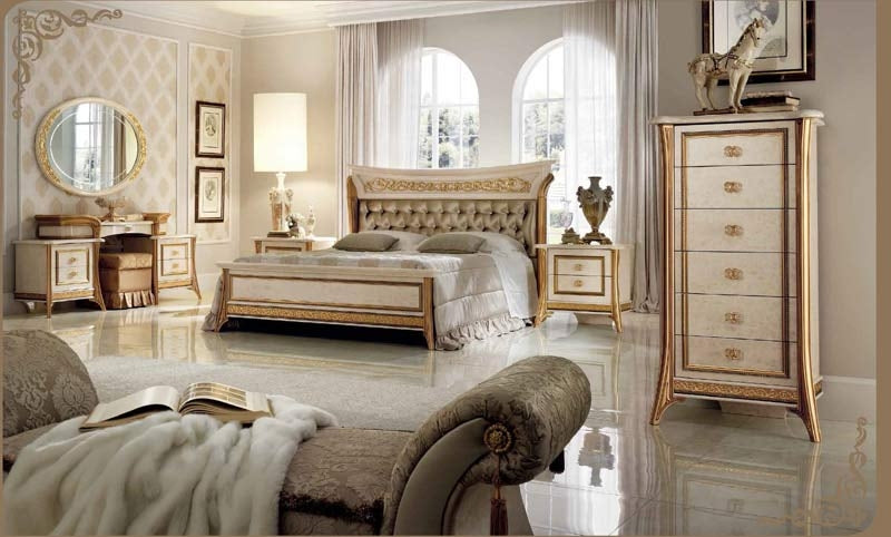 ESF Furniture - Arredoclassic Italy Melodia 7 Piece Queen Bedroom Set in Upholstered - MELODIAQBU-7SET