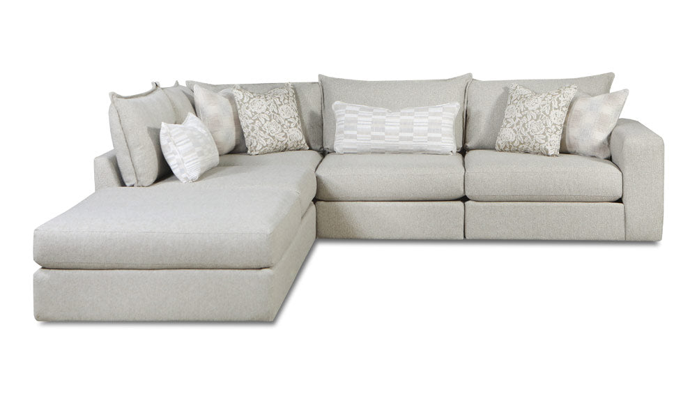 Southern Home Furnishings - Missionary Raffia Sectional in Off White - 7004-03 15 19KP 11R Missionary