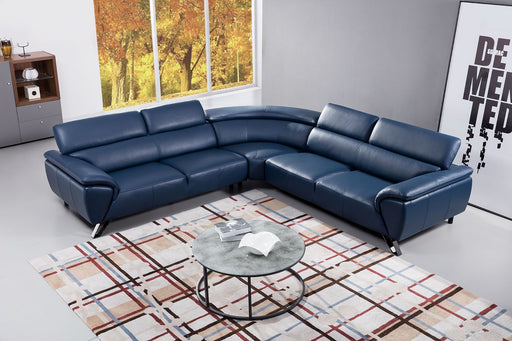 American Eagle Furniture - EK-L8002M Navy Blue Italian Top Grain Leather Sectional Sofa Set - EK-L8002M-NB - GreatFurnitureDeal