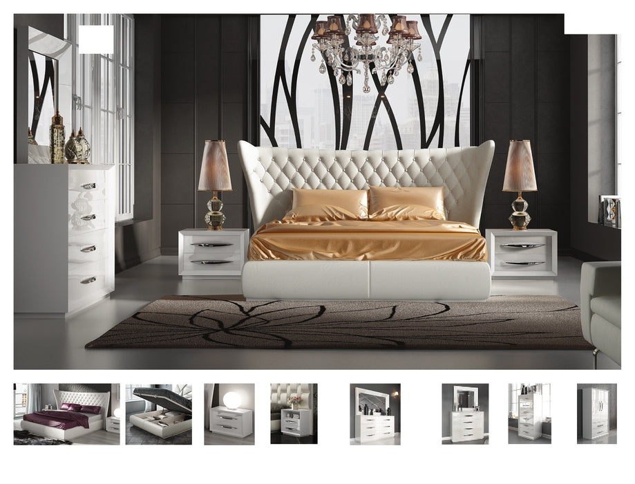 ESF Furniture - Miami 3 Piece Eastern King Bedroom Set in White - MIAMI-KB-3SET