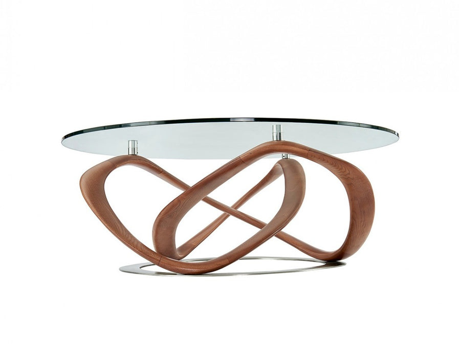 VIG Furniture - Modrest Michele Modern Glass Walnut Coffee Table - VGCSCT-20050-BRN-CT