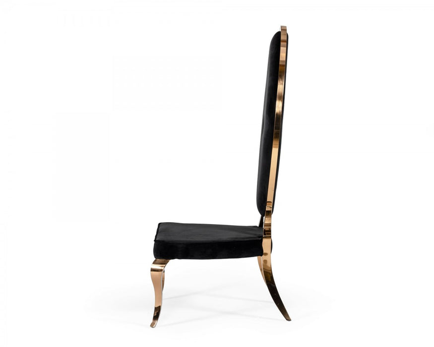 VIG Furniture - Modrest Mills - Modern Black Velvet Rosegold Dining Chair Set of 2 - VGZAG-01-BLK