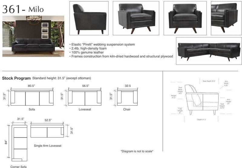 Moroni - Milo Mid-Century 2 Piece Sofa Set in Charcoal - 36103BS1171-02 - GreatFurnitureDeal