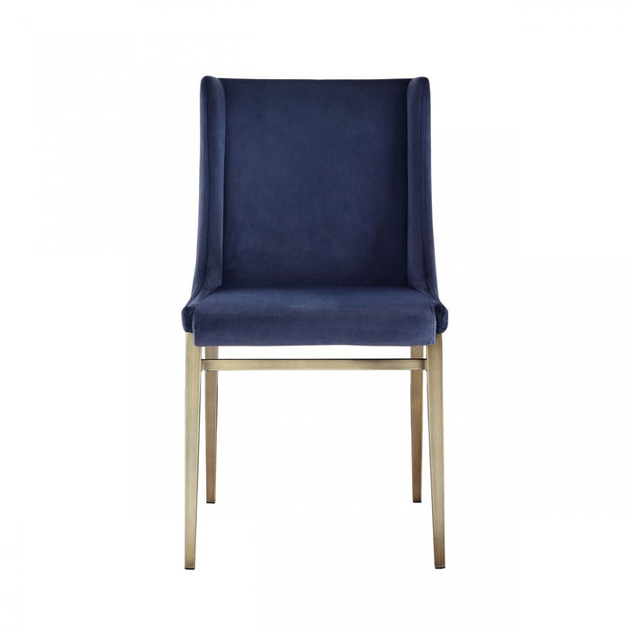 VIG Furniture - Modrest Mimi Contemporary Blue Velvet & Antique Brass Dining Chair (Set of 2) - VGGAGA-6544CH-BLU-DC