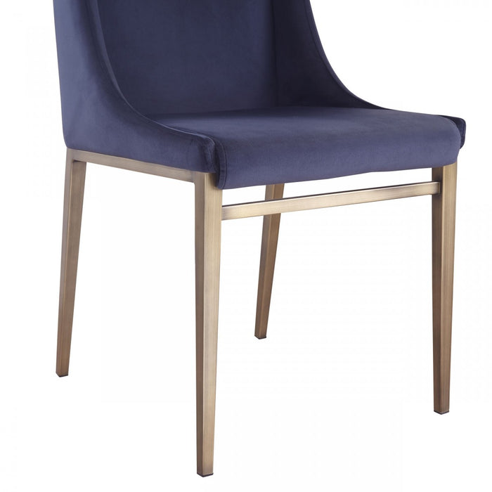 VIG Furniture - Modrest Mimi Contemporary Blue Velvet & Antique Brass Dining Chair (Set of 2) - VGGAGA-6544CH-BLU-DC - GreatFurnitureDeal