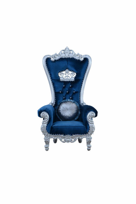 European Furniture - Queen Elizabeth High Back Chair in Blue - 35096 - GreatFurnitureDeal