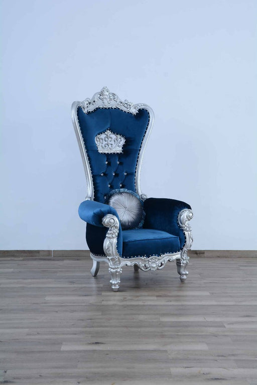 European Furniture - Queen Elizabeth High Back Chair in Blue - 35096 - GreatFurnitureDeal