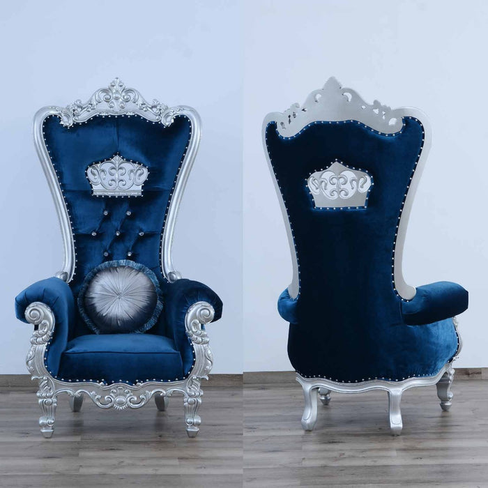European Furniture - Queen Elizabeth High Back Chair in Blue - 35096
