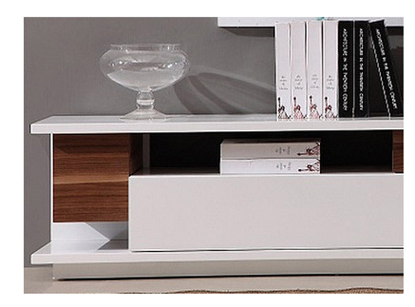 J&M Furniture - TV Stand TV061 in White High Gloss & Walnut - 17759