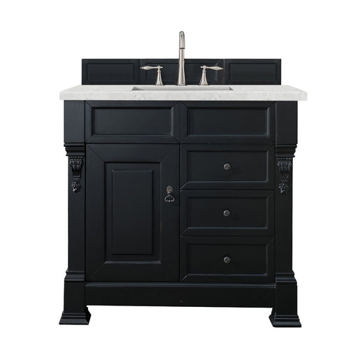 James Martin Furniture - Brookfield 36" Antique Black Single Vanity  w- 3 CM Eternal Jasmine Pearl Quartz Top - 147-114-5536-3EJP - GreatFurnitureDeal