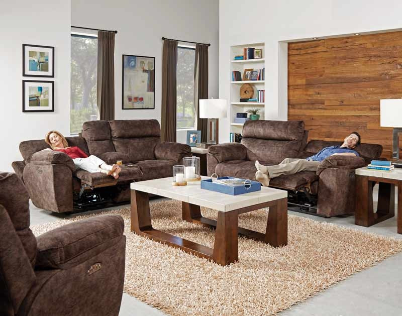Catnapper - Sedona 2 Piece Power Headrest w-Lumbar Reclining Sofa Set in Mocha - 762221-762229-MOCHA - GreatFurnitureDeal