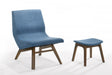VIG Furniture - Modrest Whitney Modern Blue & Walnut Accent Chair & Ottoman - VGMAMI558MI645-BLU - GreatFurnitureDeal