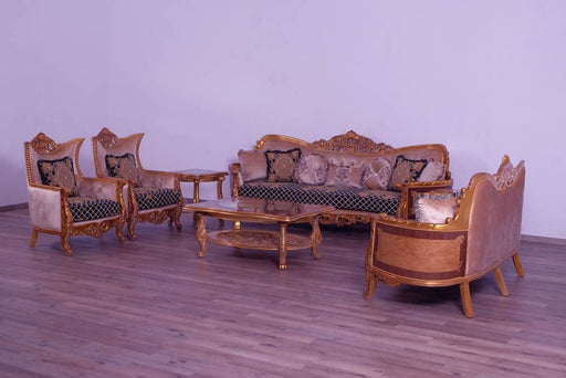 European Furniture - Modigliani II Luxury Loveseat in Black and Gold - 31052-L - GreatFurnitureDeal