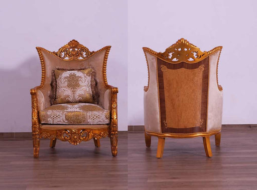 European Furniture - Modigliani III Luxury Loveseat in Ikat and Gold - 31056-L - GreatFurnitureDeal