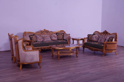 European Furniture - Modigliani II 2 Piece Luxury Sofa Set in Black and Gold - 31052-SL - GreatFurnitureDeal