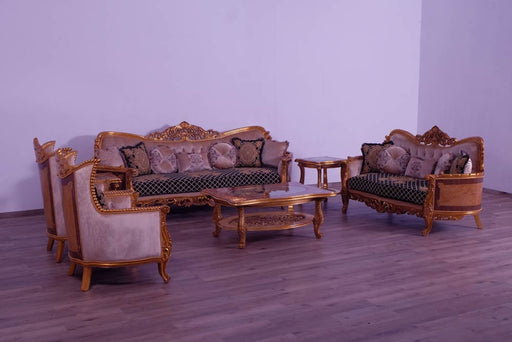 European Furniture - Modigliani II 4 Piece Luxury Living Room Set in Black and Gold - 31052-SL2C - GreatFurnitureDeal