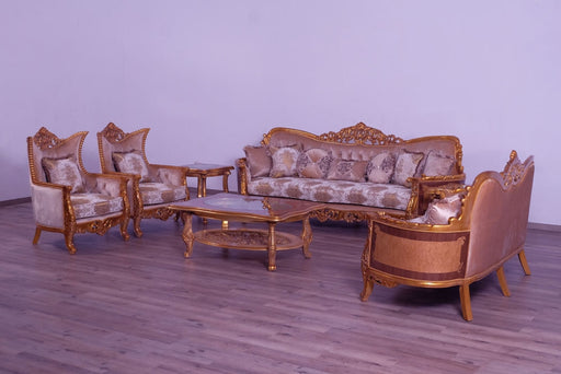 European Furniture - Modigliani III Luxury Sofa in Ikat and Gold - 31056-S - GreatFurnitureDeal