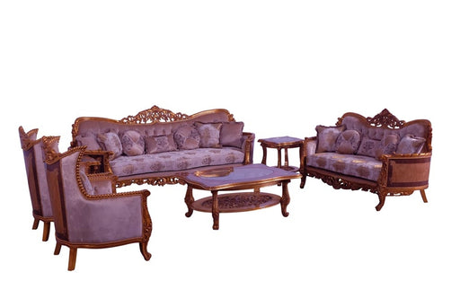 European Furniture - Modigliani III 4 Piece Luxury Living Room Set in Ikat and Gold - 31056-SL2C - GreatFurnitureDeal