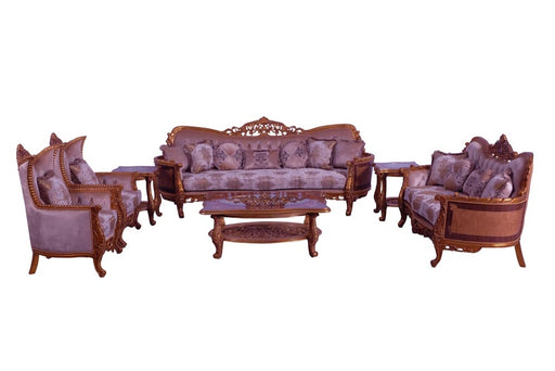 European Furniture - Modigliani III 4 Piece Luxury Living Room Set in Ikat and Gold - 31056-SL2C - GreatFurnitureDeal