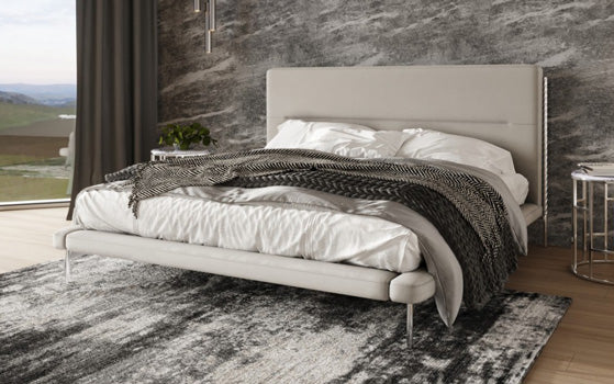 VIG Furniture - Modrest Bergeron - Contemporary Cream Woven Fabric Bed - VGODZW-20107-WHT-BED