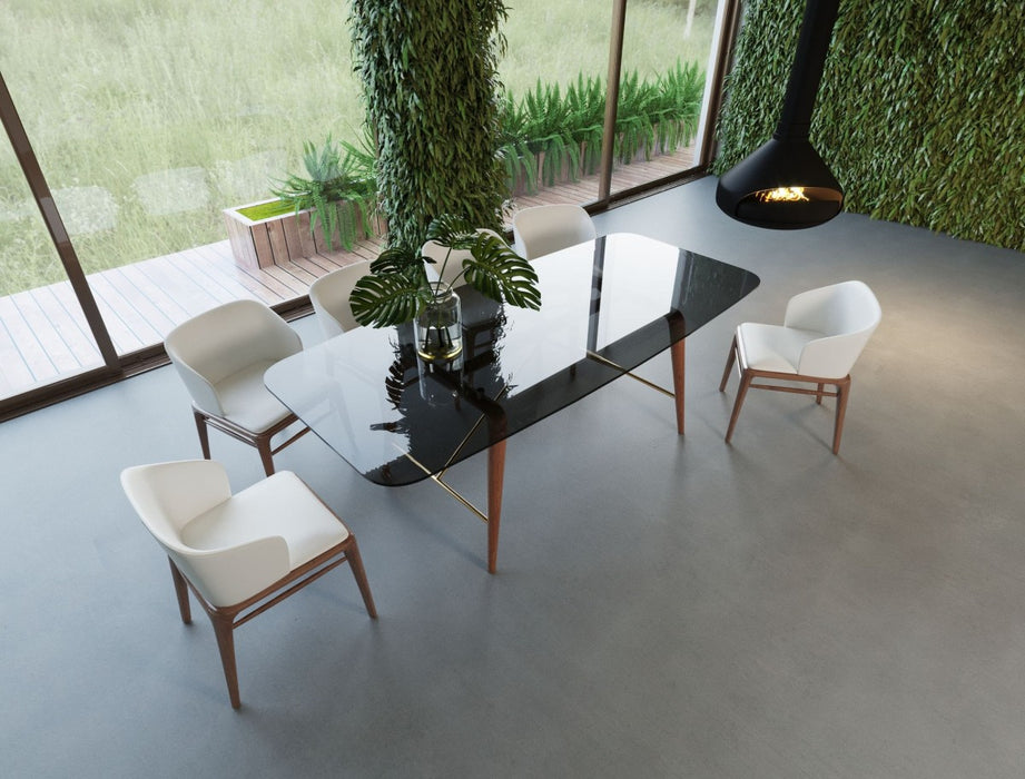 VIG Furniture - Modrest Kipling Modern Smoked Glass & Walnut Large Dining Table - VGCSDT-16111-LRG-WAL-DT