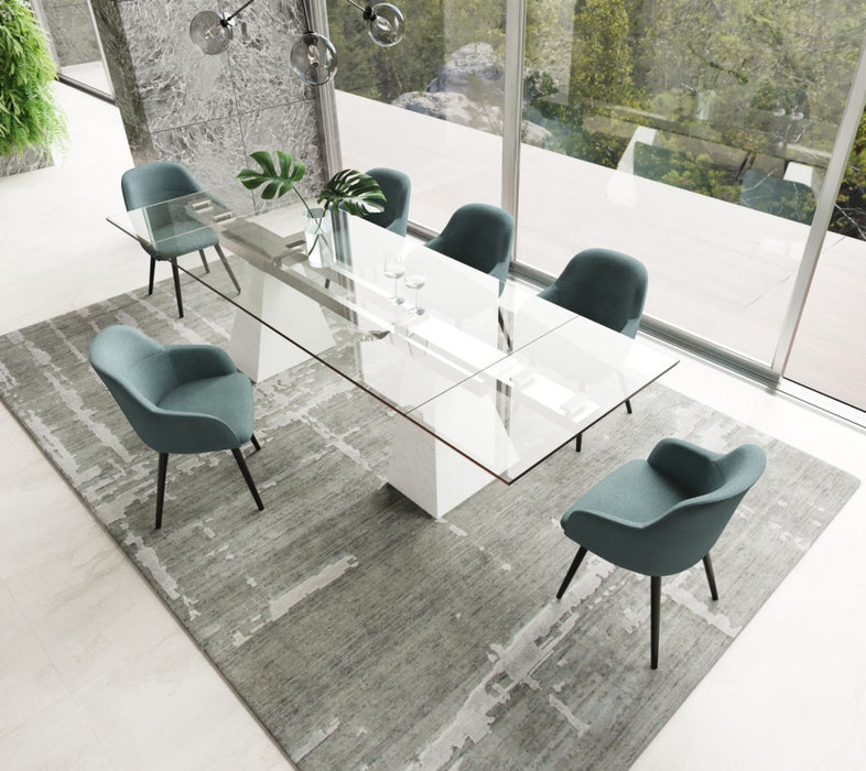 VIG Furniture - Modrest Latrobe Modern Extendable Quartz Stone & Glass Dining Table - VGYFDT8765-5-DT-WHT