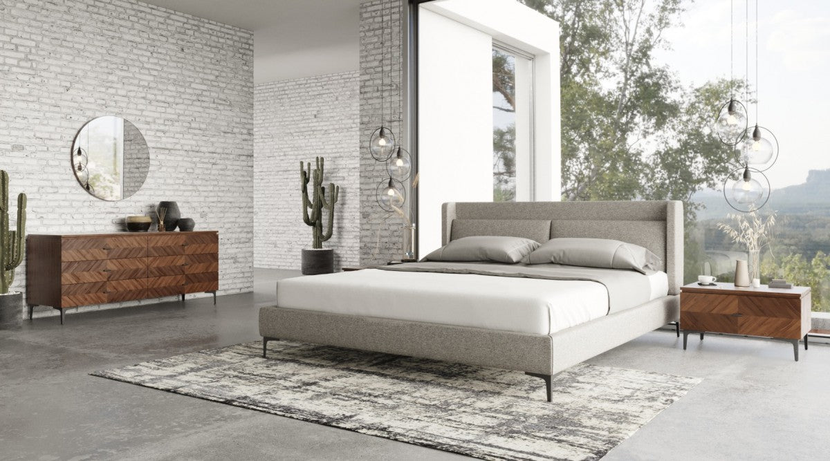 VIG Furniture - Modrest Paula - Mid-Century Grey Upholstered Bed - VGMABR-103