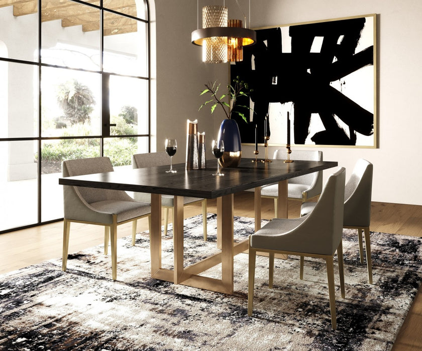 VIG Furniture - Modrest Pike - Modern Black Ash & Brass Dining Table - VGVCT8961W-BLK-DT - GreatFurnitureDeal