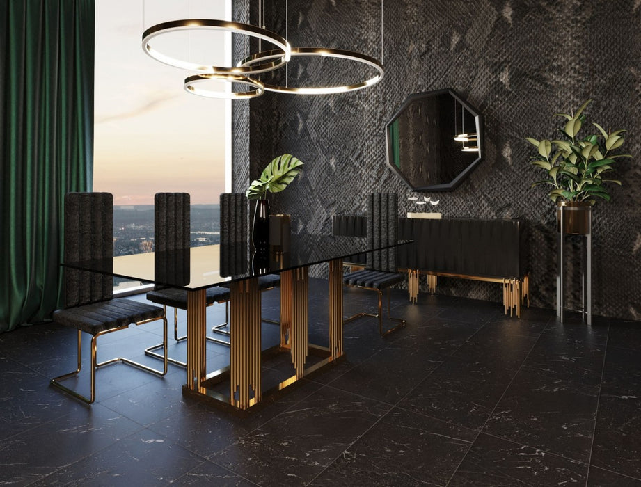 VIG Furniture - Modrest Token Modern Smoked Grey Glass & Rosegold Dining Table - VGVCT816 - GreatFurnitureDeal