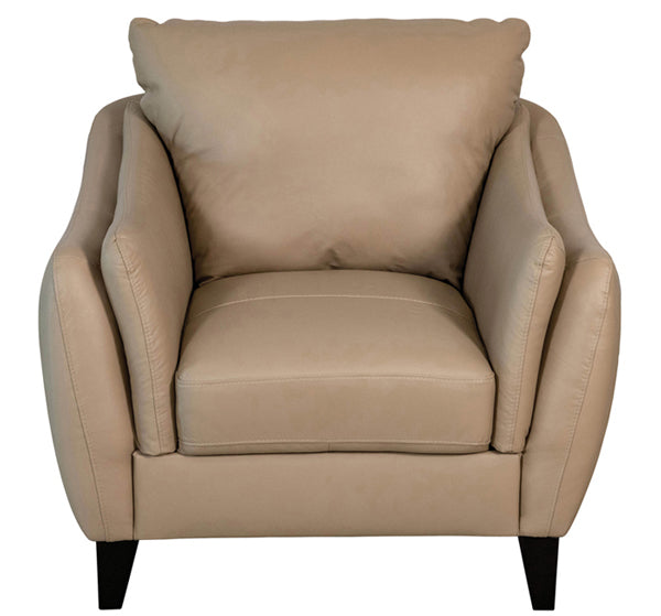 Mariano Italian Leather Furniture - Molly Chair with Ottoman in Taupe - Molly-CO