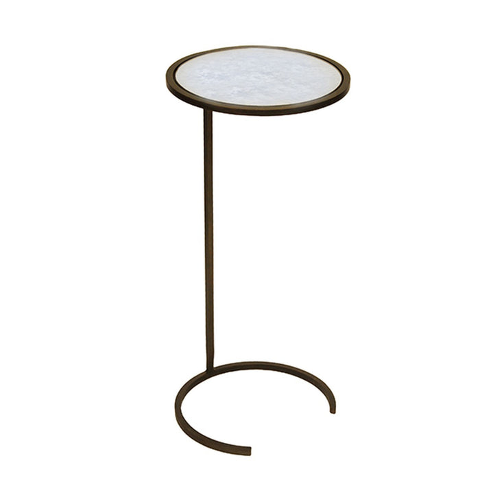 Worlds Away - Monaco Small Round Cigar Table Bronze With Antique Mirror Top - MONACO BRZ - GreatFurnitureDeal