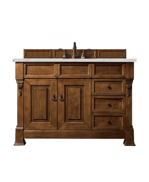 James Martin Furniture - Brookfield 48" Country Oak Single Vanity  w/ 3 CM Ethereal Noctis Quartz Top - 147-114-5276-3ENC - GreatFurnitureDeal