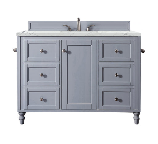 James Martin Furniture - Copper Cove Encore 48" Single Vanity, Silver Gray, w/ 3 CM Ethereal Noctis Quartz Top - 301-V48-SL-3ENC - GreatFurnitureDeal