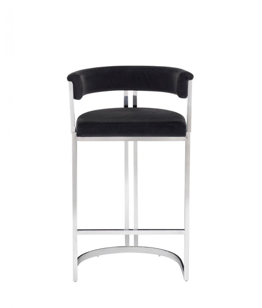 VIG Furniture - Modrest Munith Modern Black Velvet & Stainless Steel Bar Chair - VGZAB9504-BLK-BS - GreatFurnitureDeal