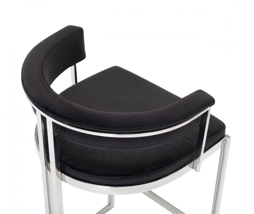 VIG Furniture - Modrest Munith Modern Black Velvet & Stainless Steel Bar Chair - VGZAB9504-BLK-BS - GreatFurnitureDeal