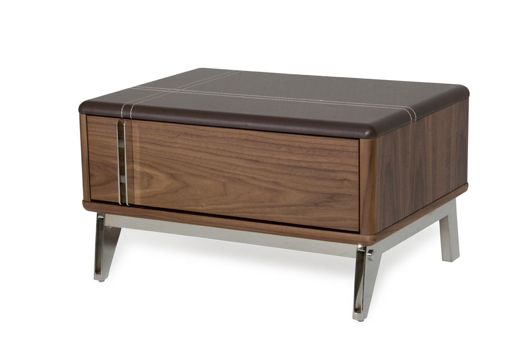 VIG Furniture - Nova Domus Ria Contemporary Brown Eco-Leather & Walnut Nightstand - VGVCN-A001