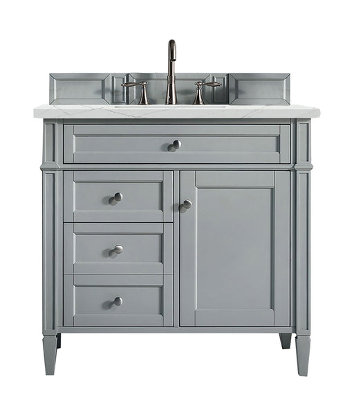 James Martin Furniture - Brittany 36" Urban Gray Single Vanity w/ 3 CM Ethereal Noctis Quartz Top - 650-V36-UGR-3ENC - GreatFurnitureDeal