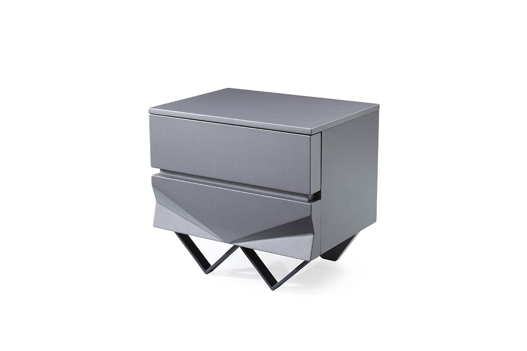 VIG Furniture - Modrest Duke Modern Grey & Black Gun Chrome Nightstand - VGVCN1811-GRY - GreatFurnitureDeal
