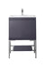James Martin Furniture - Milan 23.6" Single Vanity Cabinet, Modern Grey Glossy, Brushed Nickel w-Glossy White Composite Top - 801V23.6MGGBNKGW - GreatFurnitureDeal