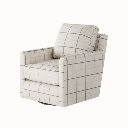 Southern Home Furnishings - Windowpane Chalk Swivel Glider Chair in Off-White, Grey-White - 21-02G-C Windowpane Chalk - GreatFurnitureDeal
