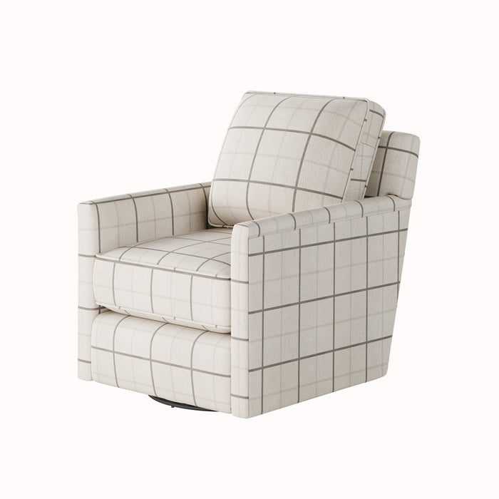 Southern Home Furnishings - Windowpane Chalk Swivel Glider Chair in Off-White, Grey-White - 21-02G-C Windowpane Chalk - GreatFurnitureDeal