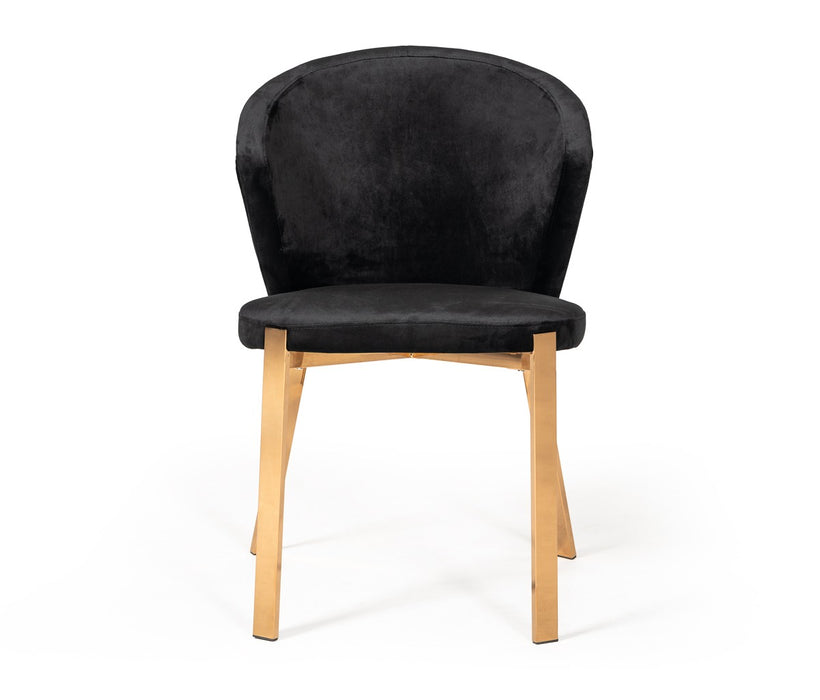 VIG Furniture - Modrest Nadia Modern Black Velvet & Rosegold Dining Chair (Set of 2) - VGVCB209-BLKRG - GreatFurnitureDeal