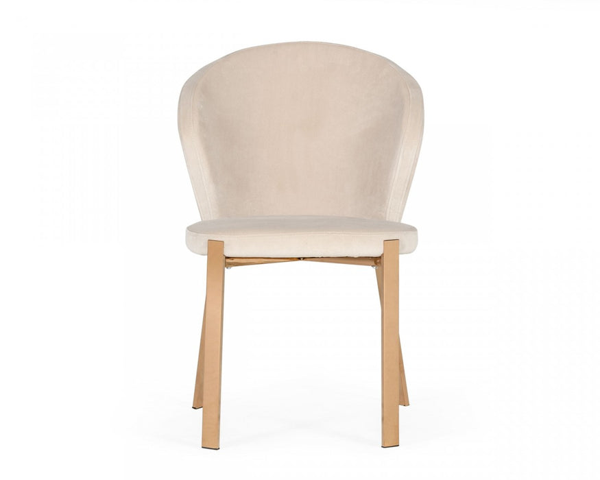 VIG Furniture - Modrest Nadia - Modern Beige Velvet & Rosegold Dining Chair (Set of 2) - VGVCB209-BEI - GreatFurnitureDeal
