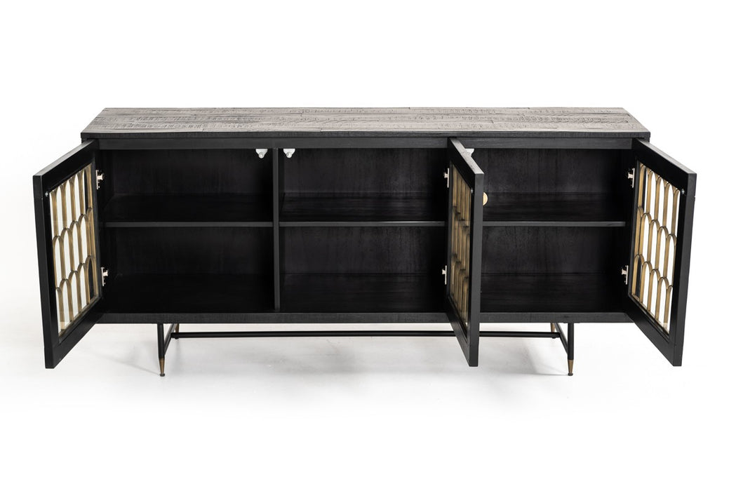 VIG Furniture - Modrest Natalie Modern Black Acacia & Antique Brass Buffet - VGLBGATS-SB167-02